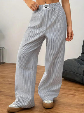 Calça Casual Feminina Girls List – Elegância e Sofisticação com Listras rosence