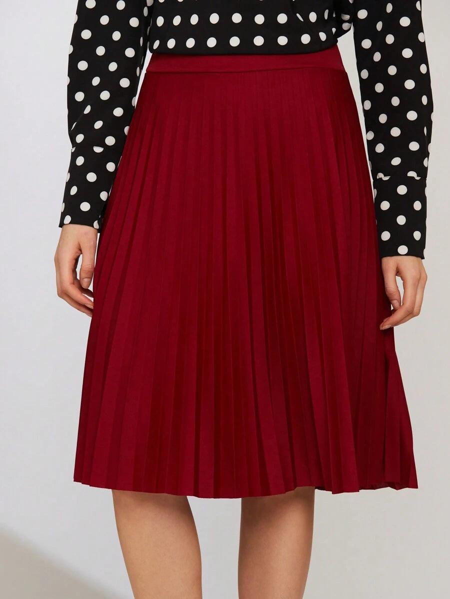 Saia Midi Plissada Feminina - Rosence