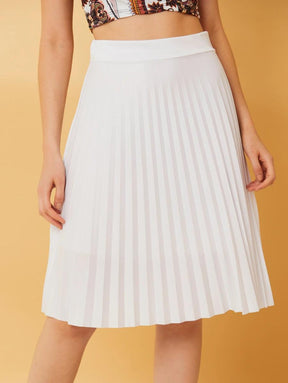 Saia Midi Plissada Feminina - Rosence