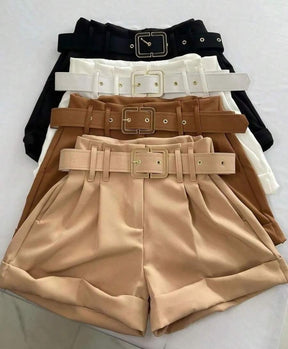 Short Feminino de Alfaiataria – Cintura Alta, Cinto Largo e Bolsos Frontais - Rosence